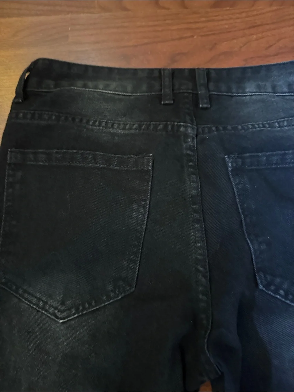 Black Distressed Men's Jeans with Star Patches